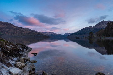 Loch Lomond lake view at sunrise, Scotland