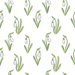 Naklejka na ściany i meble vector color snowdrop flowers pattern