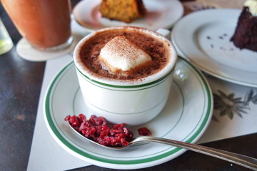 a cup of hot chocolate and marshmallow
