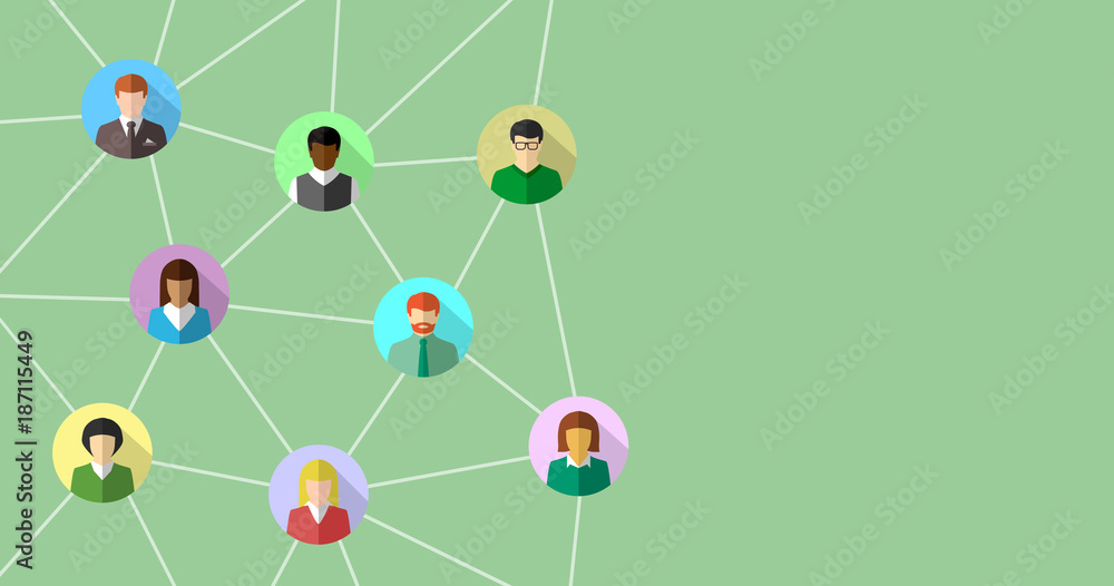 Aufkleber network concept with diverse people connecting to each other. abstract business and social networkin