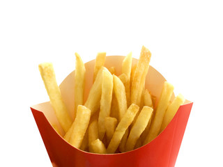 Tasty french fries isolated on white background