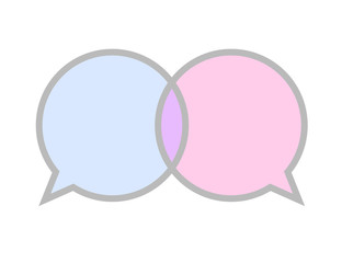 kommunikation sprechblasen blau und rosa