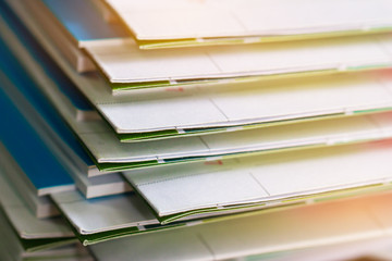 Stack of report paper documents for business desk, Business papers for Annual Report files, Document is written,presented. Business offices concept, soft focus