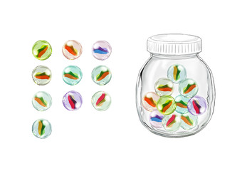 marbles in a jar