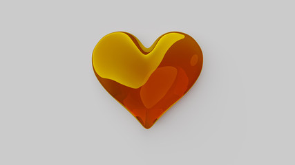 Corazón de cristal naranja. 3D