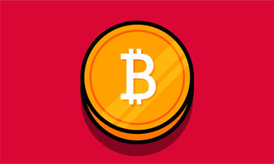 Bitcoin Icon Isolated. Cryptocurrency symbol illustration. Internet Money Concept.