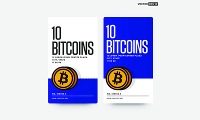 10 Bitcoins Card with Text Template and Number