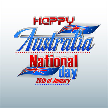 Holiday design, background with 3d texts and national flag colors for 26th of January, Australia National day, celebration; Vector illustration