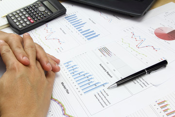 Businessman doing market plan finance