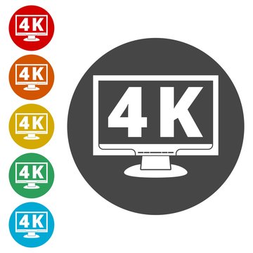 4K tv icon, Ultra HD 4K icon 
