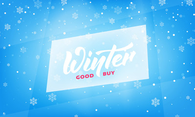 Winter sale. Seasonal banner with Winter lettering, ice and snow