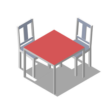Chairs & Coffee Table. Isometric interior of coffee shop