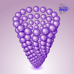 3d abstract spheres composition. Vector illustration. Futuristic ULTRA VIOLET Style. Can be used for presentations and design.