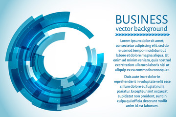 Blue circle business background. Technology concept. Easy to edit design template. Vector illustration.