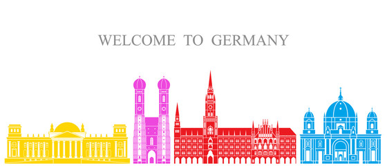 Germany set. Isolated Germany architecture on white background