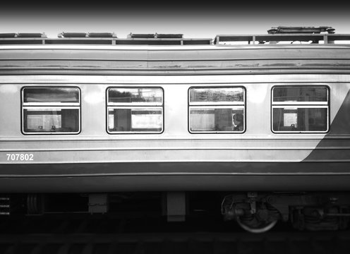 Horizontal black and white train background