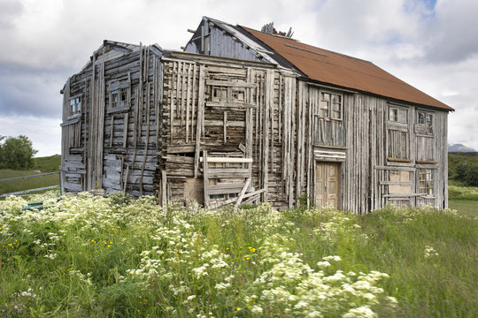 ancient wooden house at Fredvang in Lofoten Norway