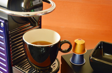 coffee machine with coffee capsules 