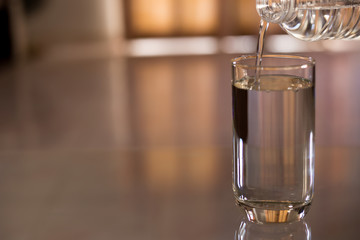 Clean drinking water in glass.
