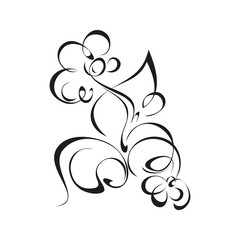 ornament 207. stylized flower in black lines on a white background