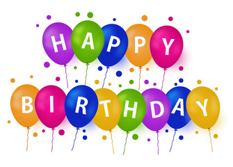 happy birthday with colorful balloons 