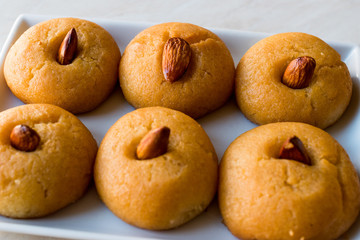 Turkish Dessert Sekerpare / Small cakes with Almond and Sherbet Syrup
