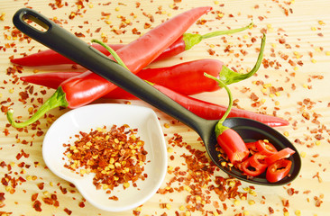 red hot chili peppers with cayenne in Heart-shaped cup