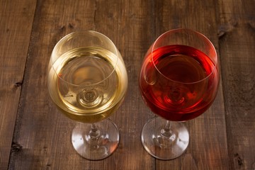 Two glasses of different wine