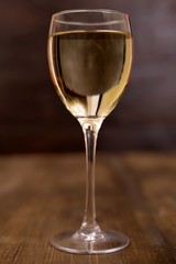 White wine on a wooden surface