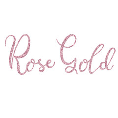 Rose gold glitter lettering isolated on white, hand written vector type