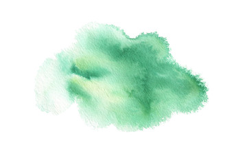 Abstract green watercolor blot painted background. Isolated.