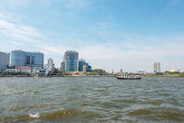 Tourists boats on Chao Phraya river