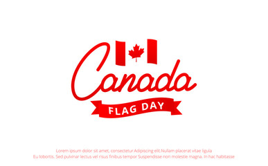Canada Flag Day. Banner with Lettering Canada and National Flag