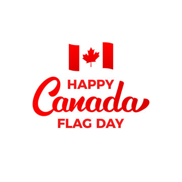 Canada Flag Day. Label of Lettering Canada and National Flag