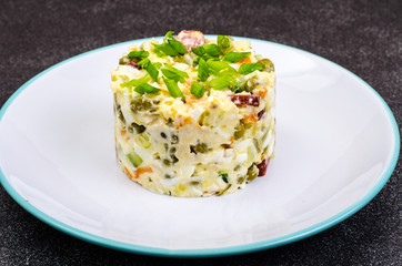 Vegetable salad with peas and mayonnaise