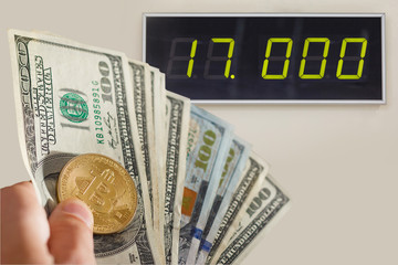 bitcoin exchange to dollar rate on monitor display cryptocurrency 17000