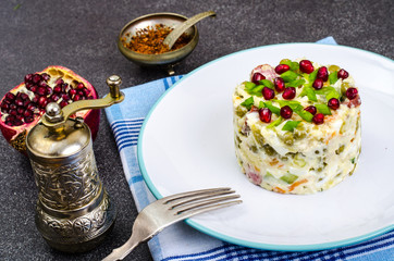 Vegetable salad with pomegranate