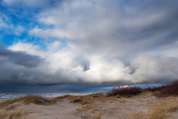 Baltic sea coast in winter time at Liepaja city, Latvia.