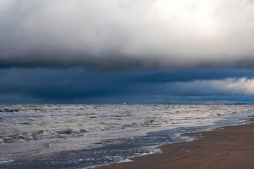 Baltic sea coast in winter time at Liepaja city, Latvia.