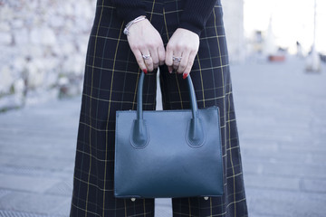 Borsa tra le mani di una donna in strada © gretalarosa