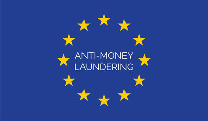 Anti-money laundering concept on European Union Flag