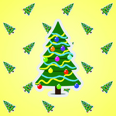 Christmas tree on the pattern background
