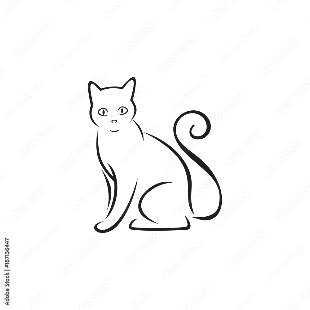 Wall mural simple cat line art