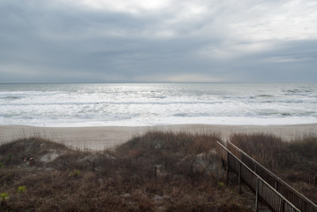 A stormy winter beach scene