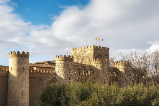 Aljaferia palace castle in Zaragoza, Aragon, Spain