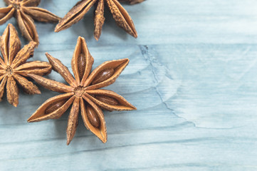 Close-up of Star Anise on Vintage Table.