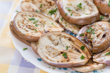 Plate of grilled eggplant