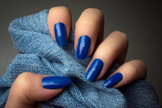blue nails manicure Stock Photo | Adobe Stock