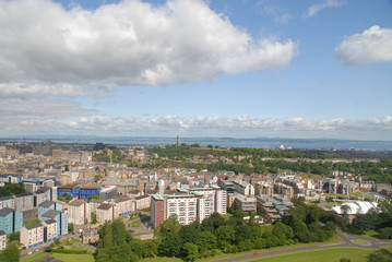 Fototapeta na wymiar View of Edinburgh at summer from Salisbury Crags, United Kingdom