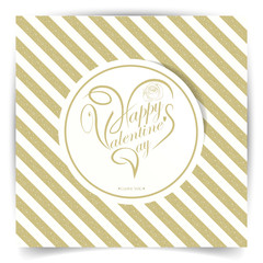 Obraz premium card with golden stripes and text of a happy Valentine s day, 3d illustration